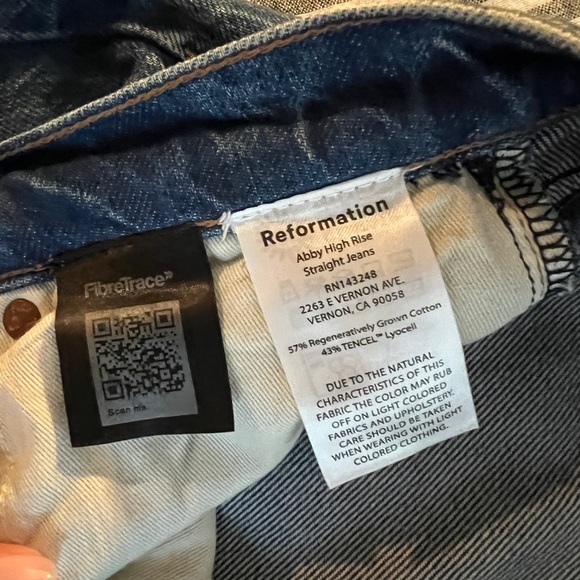 Reformation Abby High Rise Straight Dark Blue Jeans - Picture 6 of 7